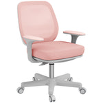 Fauteuil de bureau, chaise de bureau ergonomique en maille, hauteur réglable, 55x48x82,5-94,5cm, rose
