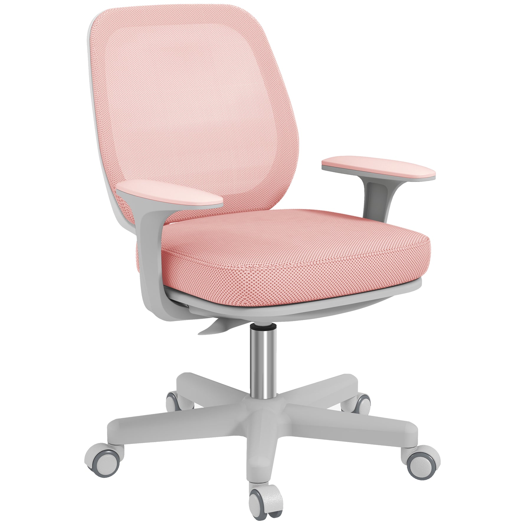 Fauteuil de bureau, chaise de bureau ergonomique en maille, hauteur réglable, 55x48x82,5-94,5cm, rose