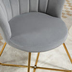 Fauteuil coquillage chaise coiffeuse fauteuil en velours fauteuil de salon avec pieds en acier 69 x 64 x 80 cm gris