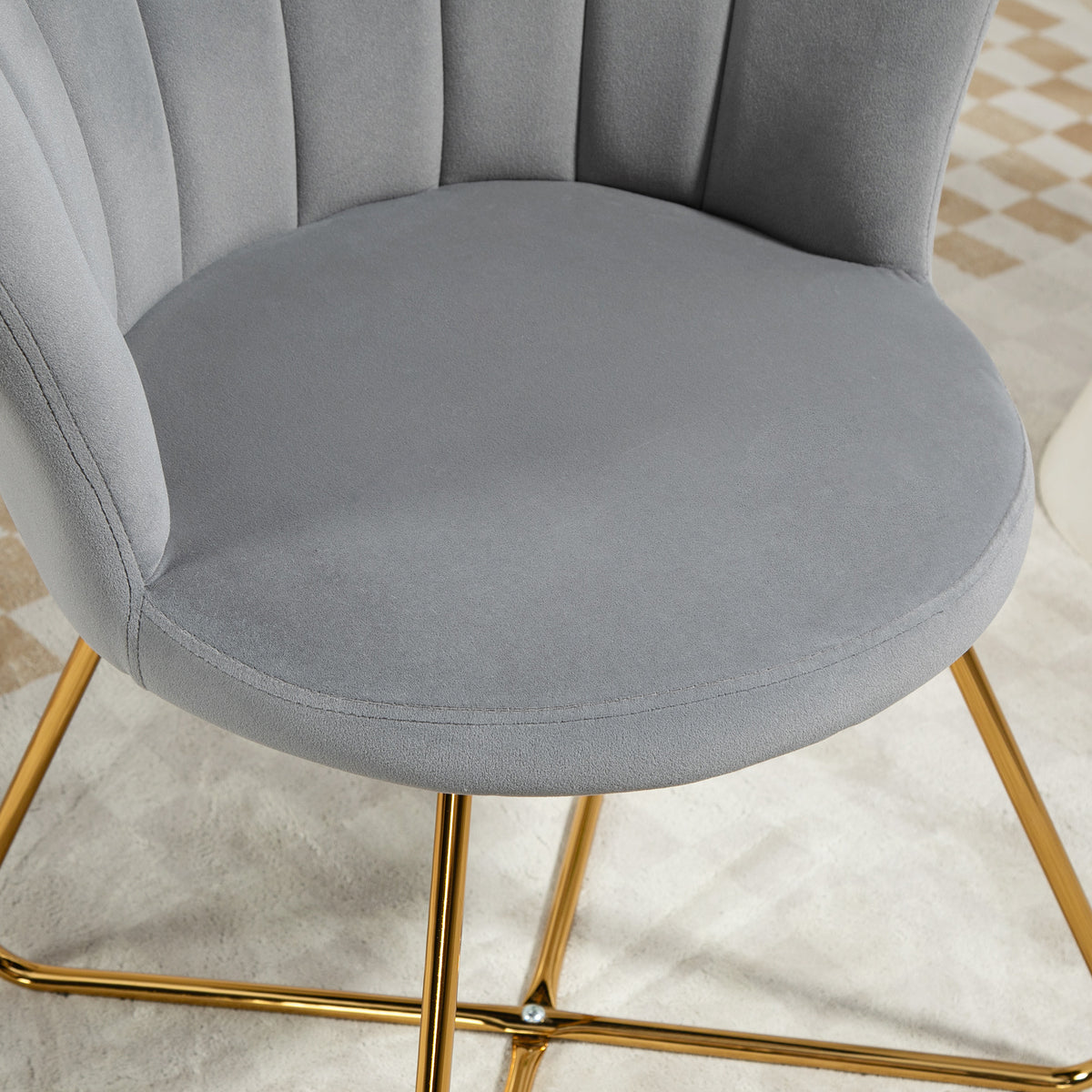 Fauteuil coquillage chaise coiffeuse fauteuil en velours fauteuil de salon avec pieds en acier 69 x 64 x 80 cm gris