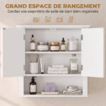 Armoire Haute Murale de Salle de Bain ou WC Placard 2 Portes 2 étagères Niche dim. 60L x 20l x 58H cm MDF Panneaux Particules Blanc