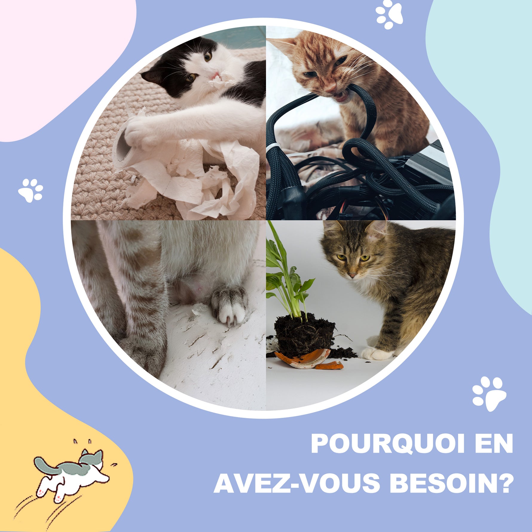 Tunnel pour chat intérieur jouets pour chats avec balle suspendue entrées multiples en sisal 98 x 30 x 30 cm crème