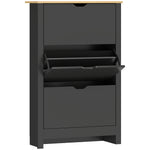 Armoire à Chaussures 3 Portes abattantes 2 Compartiments Panneaux Particules noir chêne