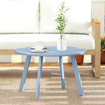Petite table basse ronde, table d'appoint avec patins antidérapants, cadre en métal, pour jardin, Ø 70 x 42 cm, bleu