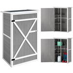 Armoire abri de Jardin Remise pour Outils Bois de Sapin pré-huilé Toit bitumé incliné - Grande Porte verrouillable loquet - 2 étagères - dim. 75L x 56l x 115H cm