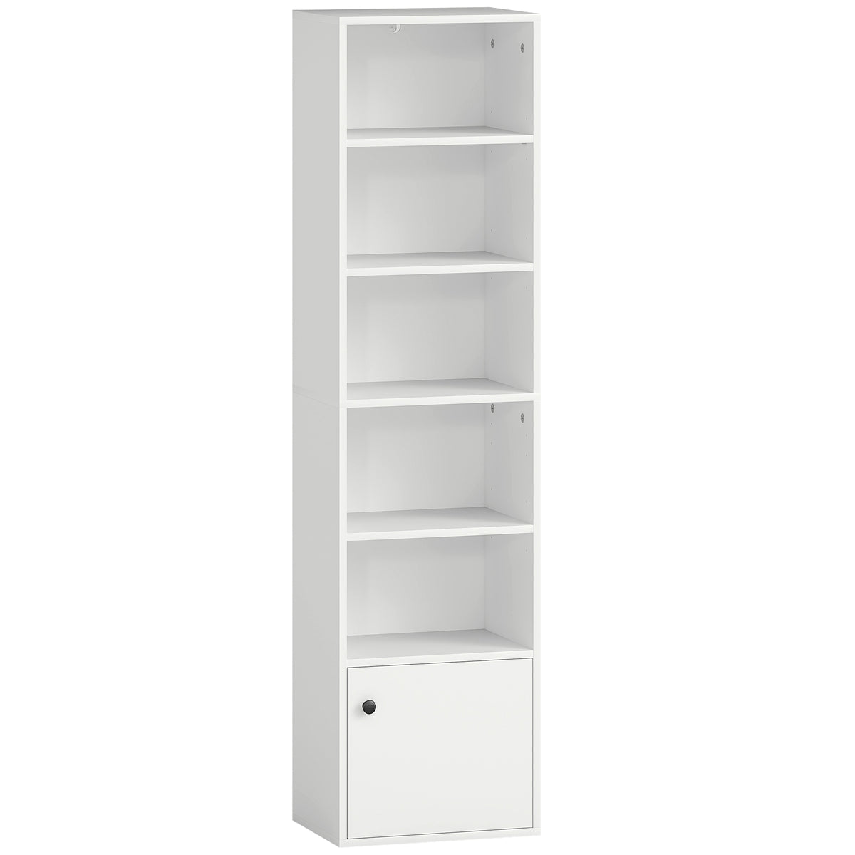 Bibliothèque meuble de rangement 6 niveaux avec 3 étagères réglables et placard, style moderne 40 x 30 x 156 cm blanc