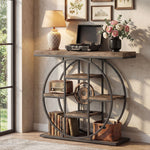 Tavolo Consolle da Ingresso Mobile da Ingresso Industriale 6 Ripiani Piano da 4cm 100 x 30 x 81,5cm Marrone Rustico