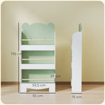 Bibliothèque pour enfant, rangement livre enfant 3 niveaux pour salle de jeux, chambre d'enfant, vert