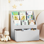 Bibliothèque pour enfants Multi-Rangement avec 3 niveaux d'étagères et un tiroir, 62,5L x 30l x 70H cm, gris
