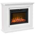 Cheminée électrique Grande Taille 2000 W Effet Flammes LED minuterie température luminosité réglables télécommande fournie Blanc