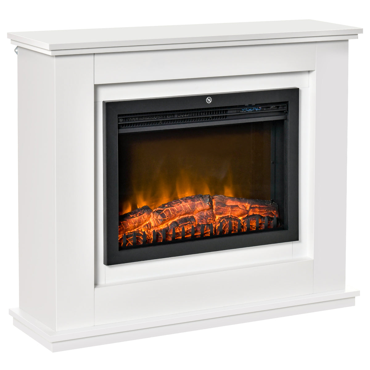 Cheminée électrique Grande Taille 2000 W Effet Flammes LED minuterie température luminosité réglables télécommande fournie Blanc