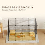 Enclos pour animaux parc pour petits animaux modulable 24 panneaux pour lapins grillagés en acier 120 x 60 x 80 cm noir