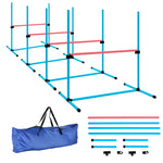 Agility Sport pour Chiens, Set de 4 Obstacles Professionnels avec Système de Maintien au Sol, 99x65x94cm, Bleu Clair