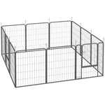 Parc pour chien, enclos chien 12 panneaux modulable et pliable, portable en acier avec porte 68 x 80 noir