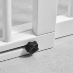 Dog safety gate, freestanding gate, adjustable length, built-in lockable door, dim. 113-166L x 36W x 71H cm, white pine