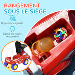 Porteur trotteur Enfants véhicule à pousser camion de pompier 18-36 Mois Coffre phares musique rouge