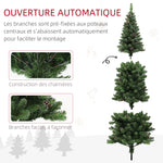 Albero di Natale artificiale 180 cm, albero di Natale slim con supporto in acciaio pieghevole, 618 rami, verde