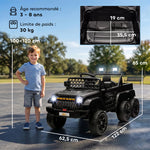 Voiture électrique enfant buggy électrique enfant 2 moteurs 12 V 3 vitesses remorque arrière 122L x 62,5l x 65H cm noir