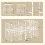 Cage parc clôture pour animaux domestiques enclos pour petits animaux modulable 2 niveaux fil en acier 146x73x73cm blanc