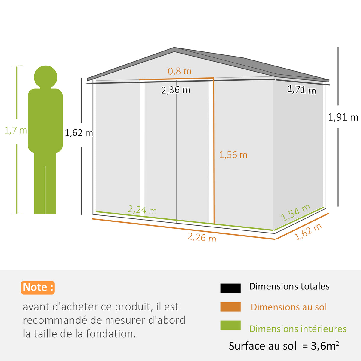 Stalen tuinhuis 3,6 m² schuin dak 4 ventilatieopeningen afsluitbare schuifdeuren 236x171x191 cm, donkerbruin
