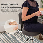 Tabouret massage a roulettes reglable en hauteur pivotant avec dossier ergonomique gris