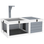 Maison enclos cage pour petit animal tortue avec 2 espaces support de lampe 81 x 48 x 31,5 cm gris