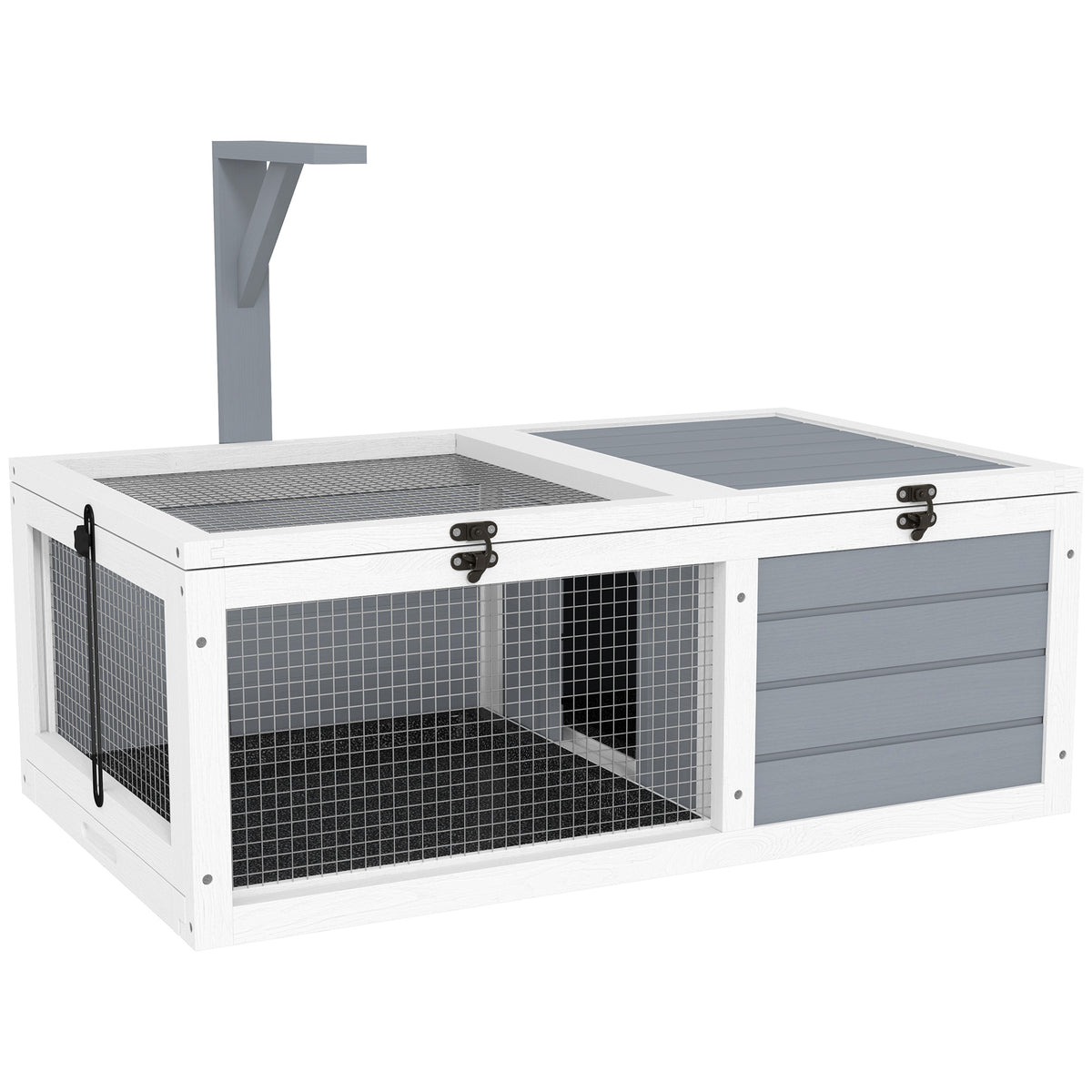 Maison enclos cage pour petit animal tortue avec 2 espaces support de lampe 81 x 48 x 31,5 cm gris