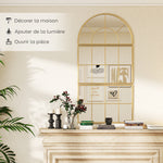 Miroir mural arqué miroir mural en forme de fenêtre ensemble de 3 pièces cadre en métal 76 x 150 cm doré