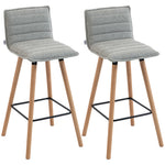 Lot de 2 tabourets de bar, chaises de bar, assise rembourrée, dossier et repose-pieds, 48 x 48 x 99,5 cm, gris