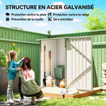Abri de Jardin en Métal 1m², Tôle Ondulée, Toit Incliné, Porte Verrouillable, 100x103x160cm, Vert Clair