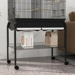 Grand cage oiseaux cage perroquet avec support roulettes pour cacatoès perruche canaris perroquet 85 x 49 x 119 cm noir