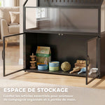 Cage Hamster 2-en-1 avec Armoire de Rangement pour Rongeur Hamster Syrien et Souris Acier et Acrylique Noir