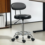 Tabouret à roulettes, tabouret de massage avec hauteur réglable 70-86 cm et dossier, pivotant 360°, noir