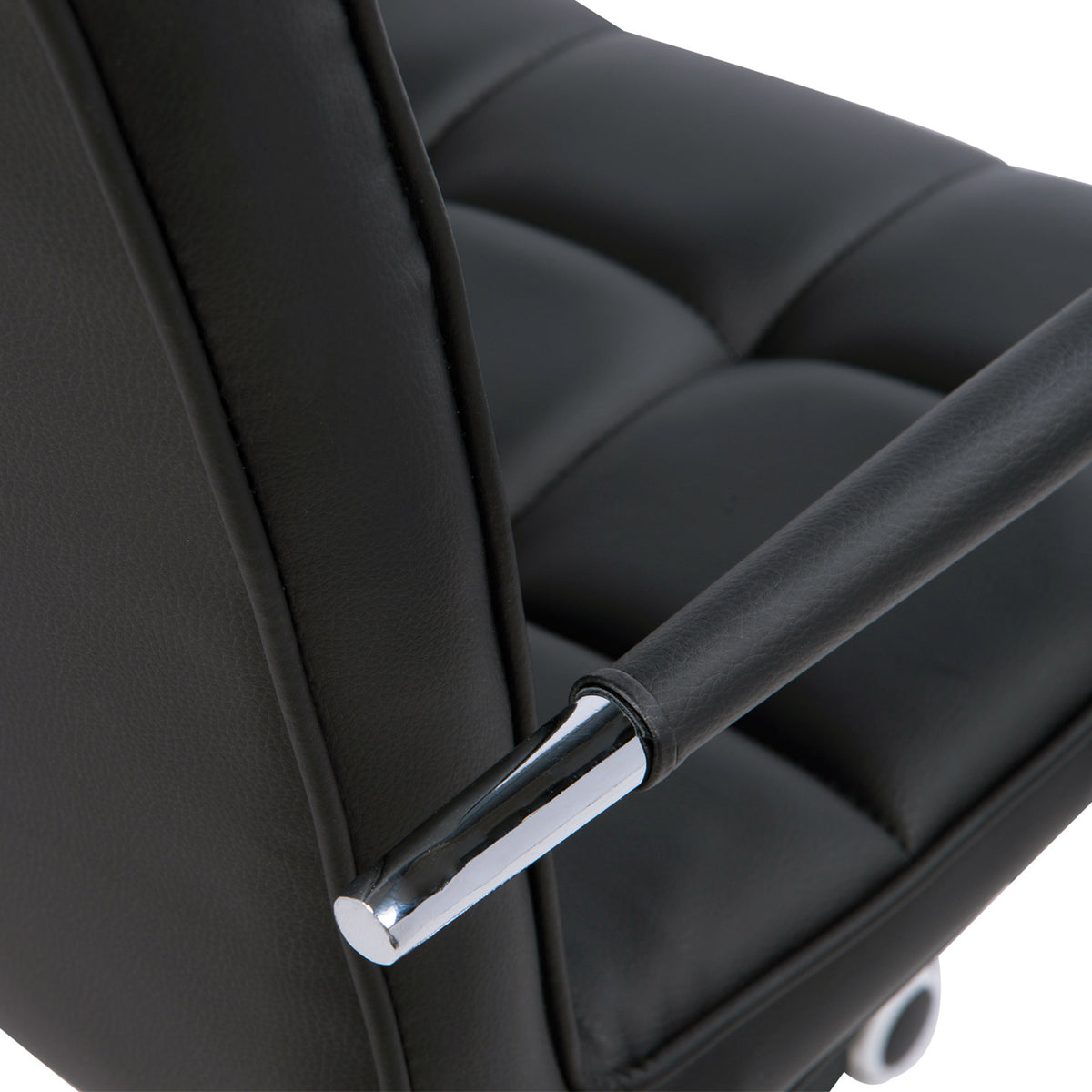 Chaise de bureau fauteuil manager pivotant hauteur réglable revêtement synthétique capitonné noir