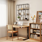 Étagère Murale Industrielle 9 Compartiments, Étagère Modulaire en Métal pour Objets de Collection, 87,5x18x100cm Noir