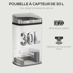 Poubelle à capteur de mouvement ouverture automatique 1 bac de 30 L en acier inoxydable