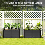 Lot de 2 lits de jardin surélevés carrés potagers cadre en acier galvanisé fond ouvert 120 x 60 x 60 cm gris foncé