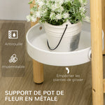 Support pour plantes étagère à fleurs à 4 niveaux en bambou et métal pour extérieur intérieur 28 x 28 x 80 cm blanc