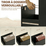 Bureau d'ordinateur avec bibliothèque 4 compartiments et tiroir verrouillable, 126 x 50 x 109 cm, noir