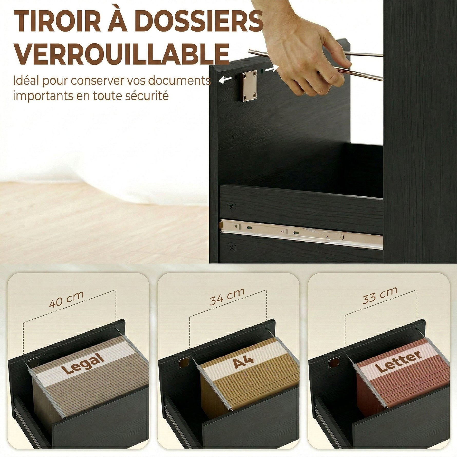 Bureau d'ordinateur avec bibliothèque 4 compartiments et tiroir verrouillable, 126 x 50 x 109 cm, noir