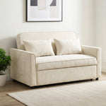 Canapé Convertible 2 Places 3 en 1, Canapé-Lit Clic Clac en Chenille 142 cm, Dossier Réglable, 2 Oreillers, Beige-1