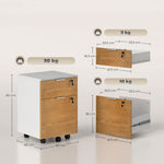 Caisson de bureau, meuble de rangement 2 tiroirs 2 barres pour dossier suspendu, verrouillable avec 2 clés 42x40x60 cm