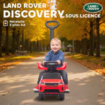 Porteur enfants Land Rover Discovery sous licence, porteur voiture à pousser avec poignée amovible, 84x40x94,5cm, rouge