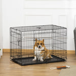 Lot de 2 cages pour chiens caisse de transport pliante pour chien en acier noir 92 x 57 x 62,5 cm