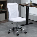 Chaise de bureau ergonomique hauteur réglable piètement chromé pivotant 360° revêtement maille blanc
