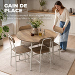 Ensemble table salle à manger avec 4 chaises, table de cuisine avec chaises pour 4 personnes, cadre en métal, naturel