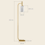 Lampadaire sur pied salon lampe sur pied avec abat-jour en verre texturé interrupteur à pied 29 x 25 x 152 cm métal or