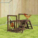 Aire de jeux en bois, Perchoir en bois pour poule, avec balançoire, échelle, plateformes, 82 x 60 x 55 cm, marron