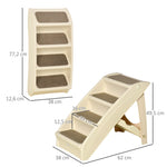 Escalier pour Chien Pliant à 4 Marches Antidérapantes, Escalier pour Animaux en Plastique, 62 x 38 x 49,5 cm, Beige