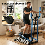Vélo Elliptique, Écran LCD, Résistance 8 Niveaux, Capteur Pouls, Bluetooth, Support pour Téléphone, 100x52x153cm, Gris